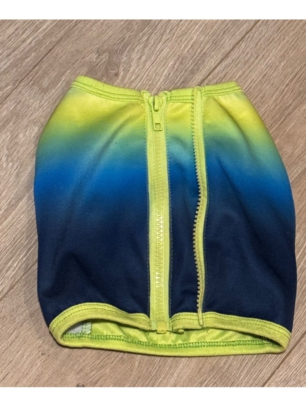Dog Swim Rash Guard Shirt Size S Blue Green Zip Preowned